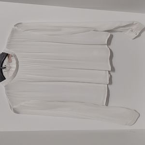 White Long Sleeve High Neck Cropped Dressy Forever 21 Blouse sz Small